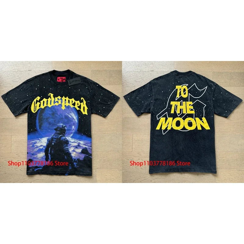 New GOD SPEED T-shirt Pop Fashion Print Streetwear Crewneck