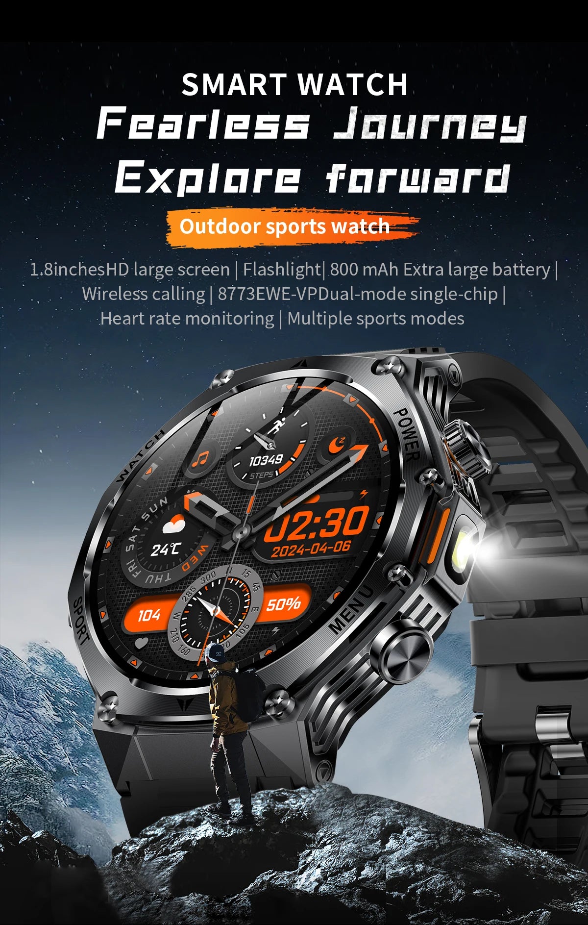 Smart Watch Men 800mAh Ultra Long Battery Life Waterproof Outdoor Sport Watches Bluetooth Call Military Smartwatch 2025