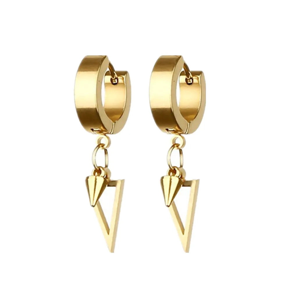 1 Pair Unisex Punk Drop Earrings, Stainless Steel Geometric Triangle Spike Cone Earring
