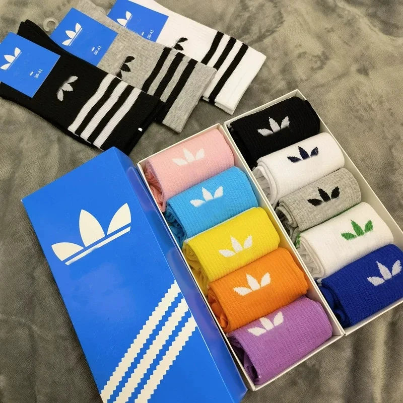 5pairs Unisex Sports Socks Trendy Mid Tube Breathable Yoga Socks