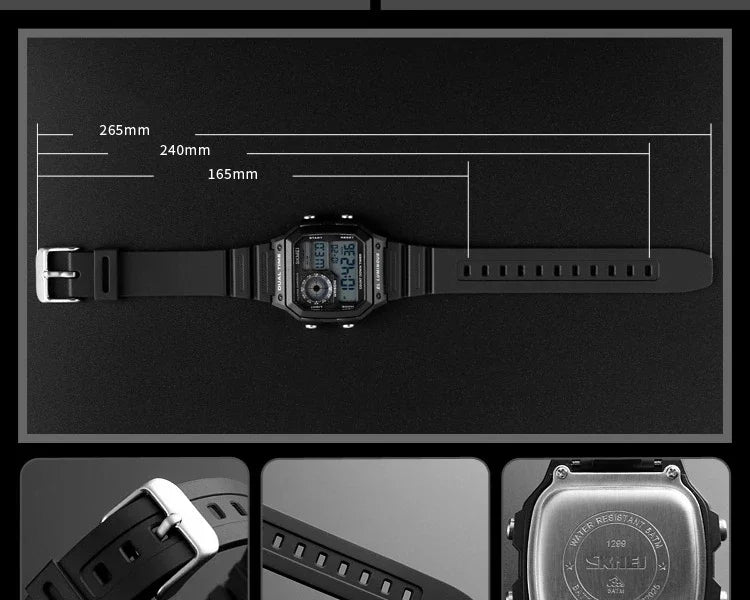 Fashion Men PU Strap Multi function Waterproof Watches Alarm Male Digital Sport Watch