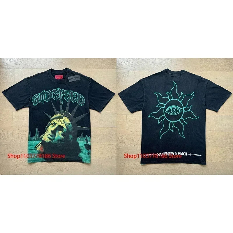 New GOD SPEED T-shirt Pop Fashion Print Streetwear Crewneck