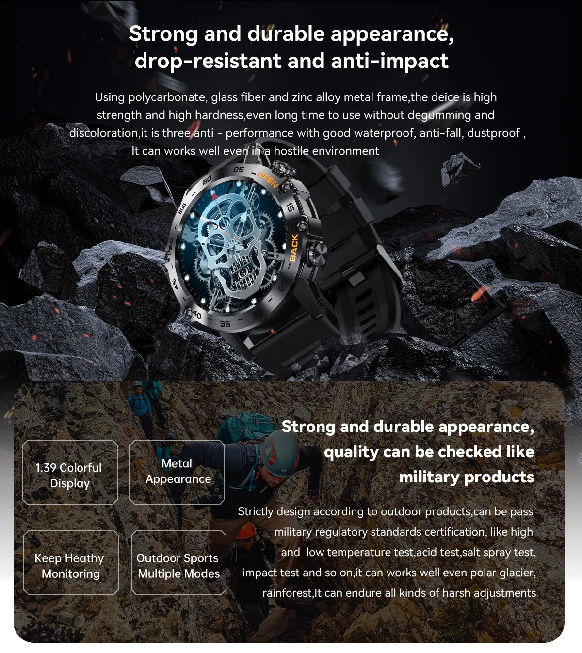 Newest 1.39" Bluetooth Call Smart Watch Men Outdoor Sport Fitness Heart Rate Health Monitoring Smartwatch for Android IOS Phone