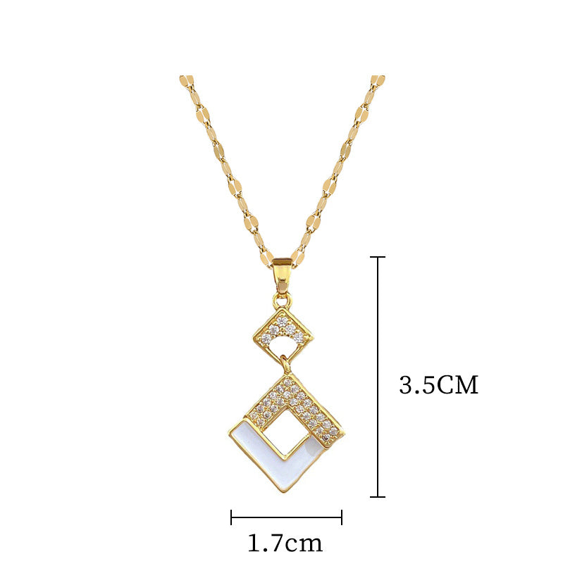Stainless Steel Austrian Crystal Enamel Square Pendant Jewelry Sets Women