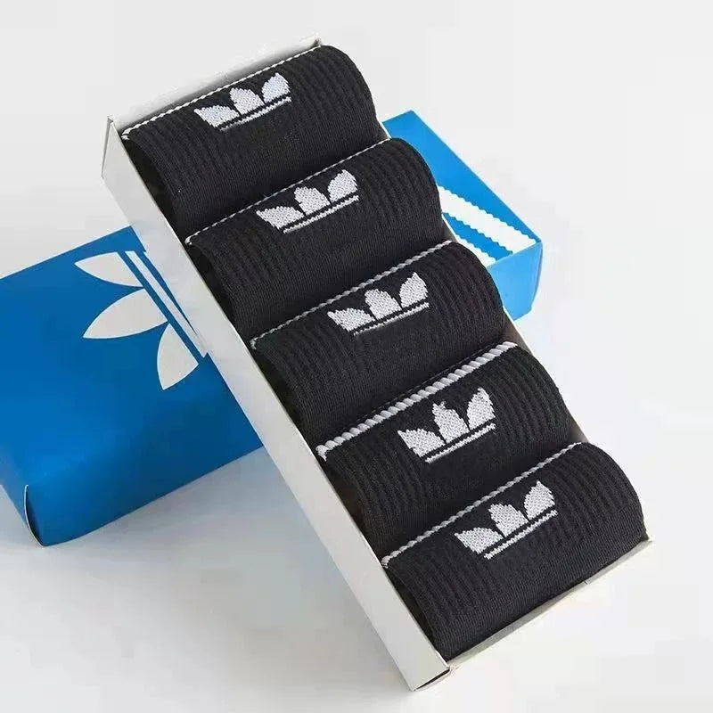 5pairs Unisex Sports Socks Trendy Mid Tube Breathable Yoga Socks