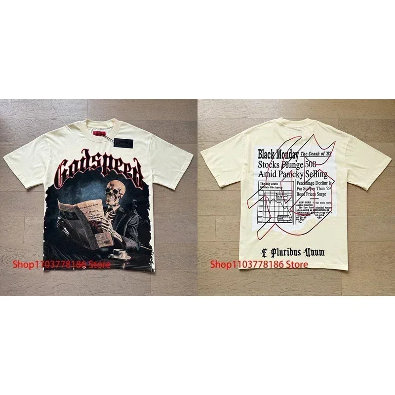 New GOD SPEED T-shirt Pop Fashion Print Streetwear Crewneck