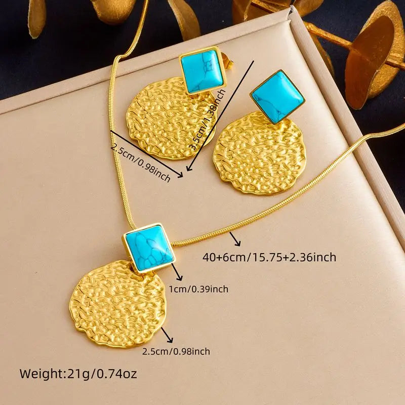 Stainless Steel White Rhinestone Flower Pendant Necklace Earrings For Women Girl Light Luxury Jewelry Set Gifts