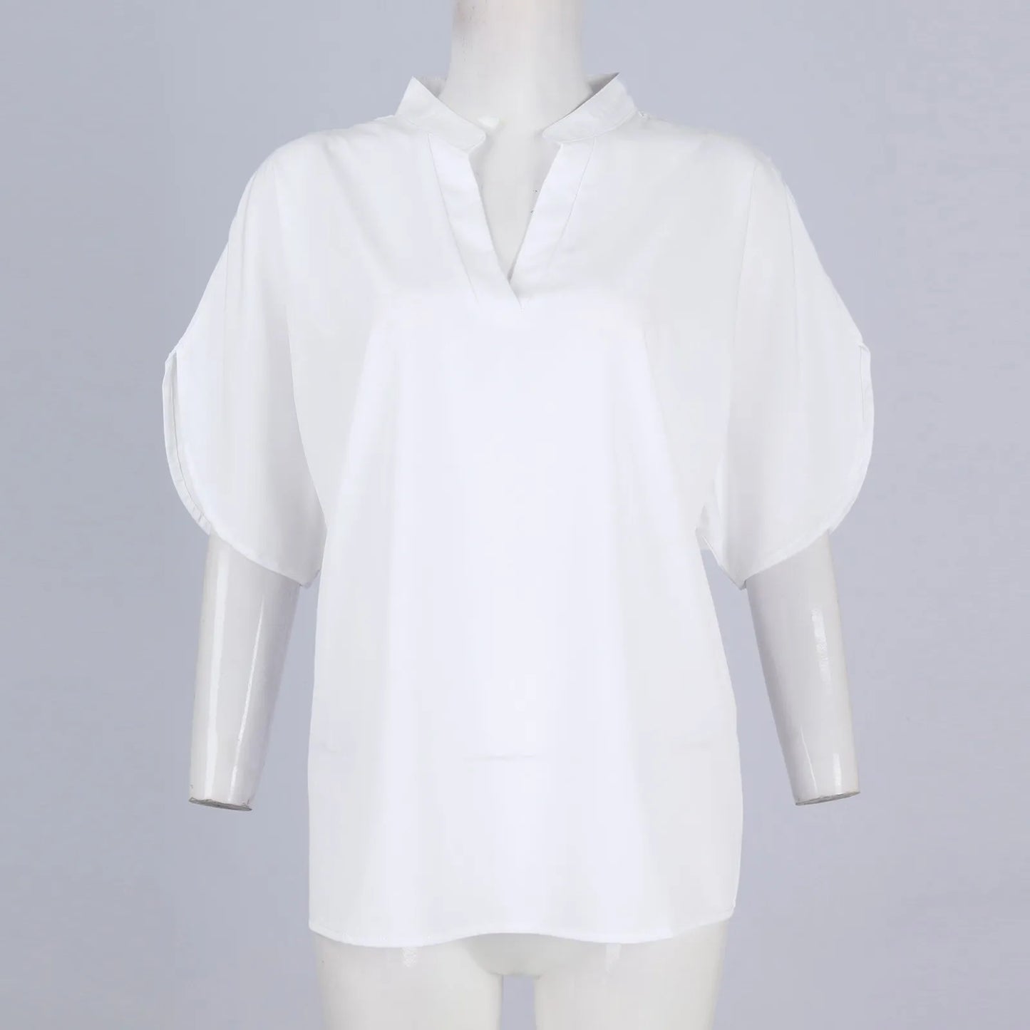 Summer Tops For Women Blouse Short Sleeve Solid V Neck Loose Shirts And Blouses Elegant Tops