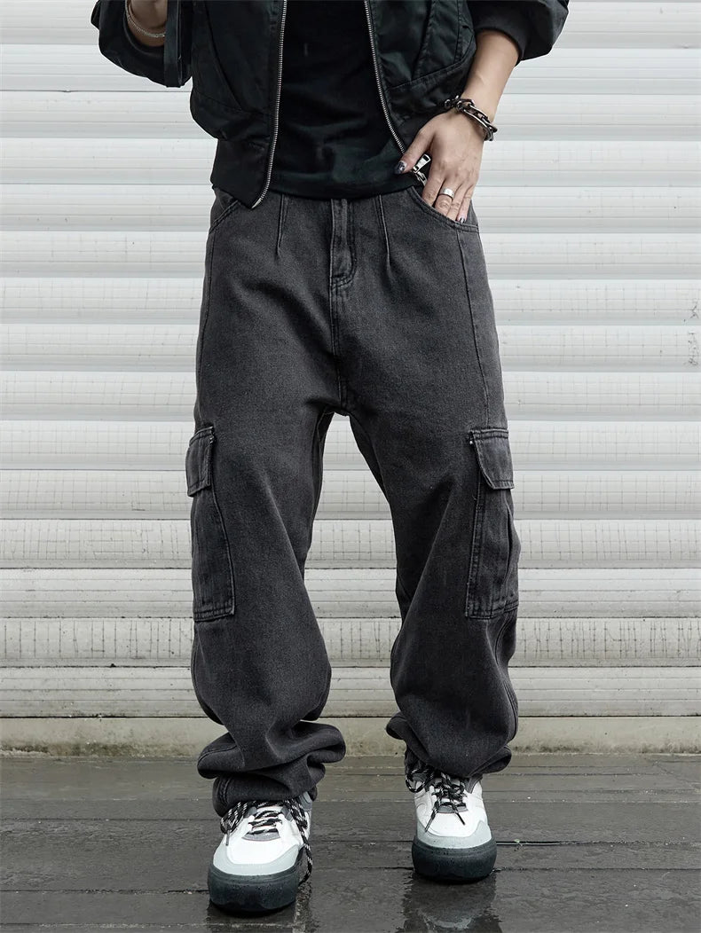 Y2k New Baggy Wide Leg Denim Pants Men's Jeans Streetwear Korean Oversize Cargo Pants