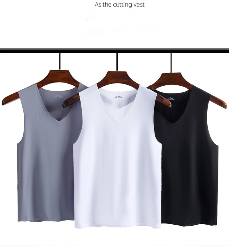Summer Plus Size Men Clothing Tank Tops Sleeveless bottoming Fitness Men Vest, breathable sports undershirt