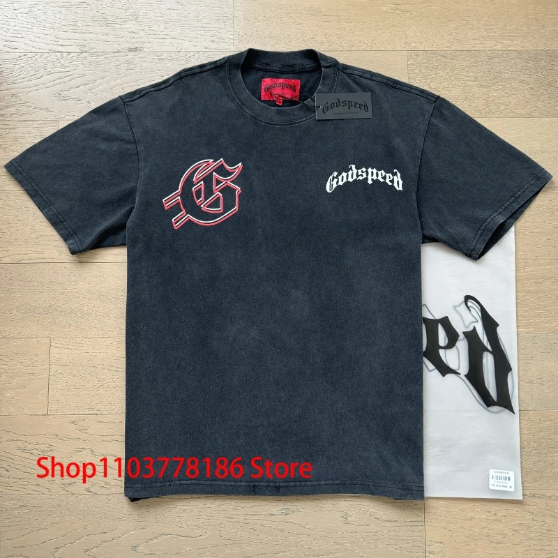 New GOD SPEED T-shirt Pop Fashion Print Streetwear Crewneck