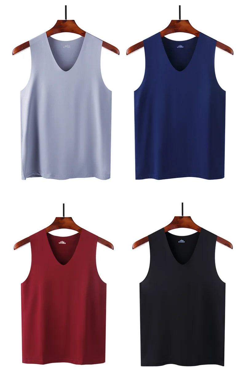 Summer Plus Size Men Clothing Tank Tops Sleeveless bottoming Fitness Men Vest, breathable sports undershirt