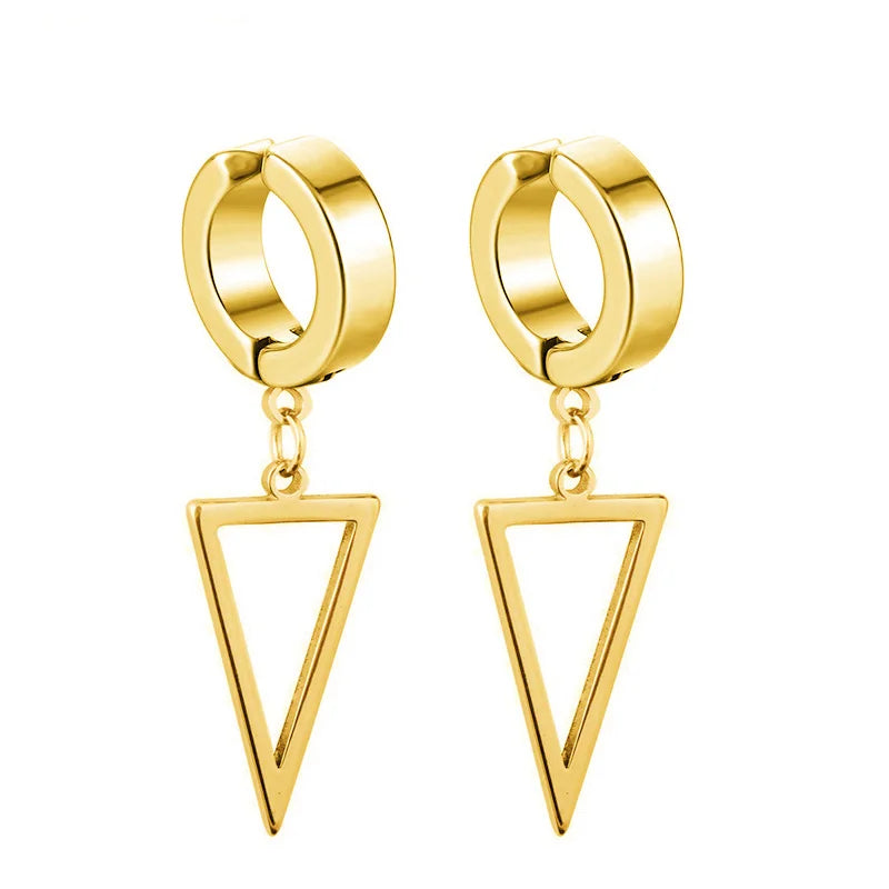 1 Pair Unisex Punk Drop Earrings, Stainless Steel Geometric Triangle Spike Cone Earring