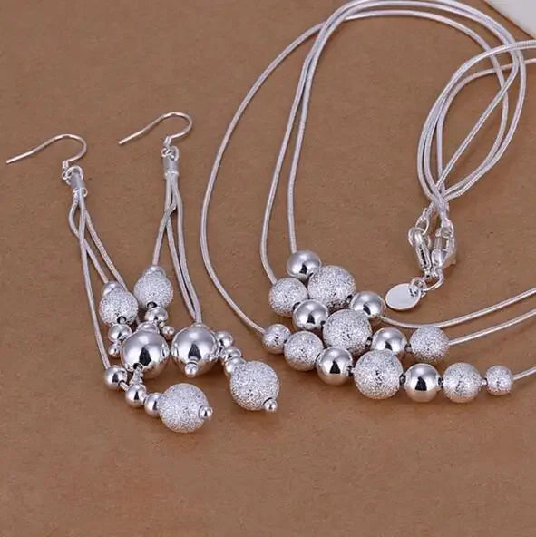 925 Sterling Silver Jewelry Fashion Pretty Pendant Necklace Earring for Women