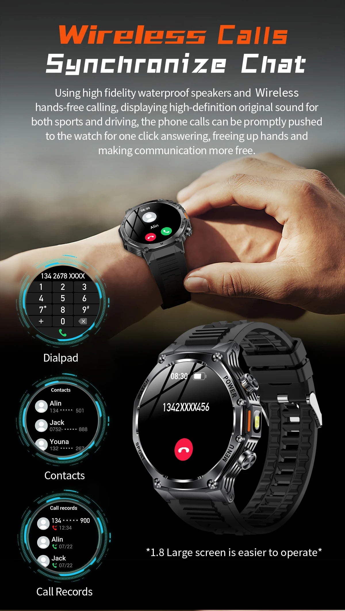 Smart Watch Men 800mAh Ultra Long Battery Life Waterproof Outdoor Sport Watches Bluetooth Call Military Smartwatch 2025