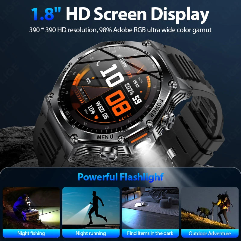 Smart Watch Men 800mAh Ultra Long Battery Life Waterproof Outdoor Sport Watches Bluetooth Call Military Smartwatch 2025