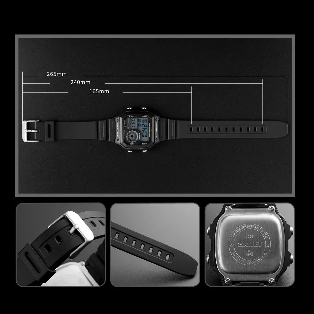 Fashion Men PU Strap Multi function Waterproof Watches Alarm Male Digital Sport Watch