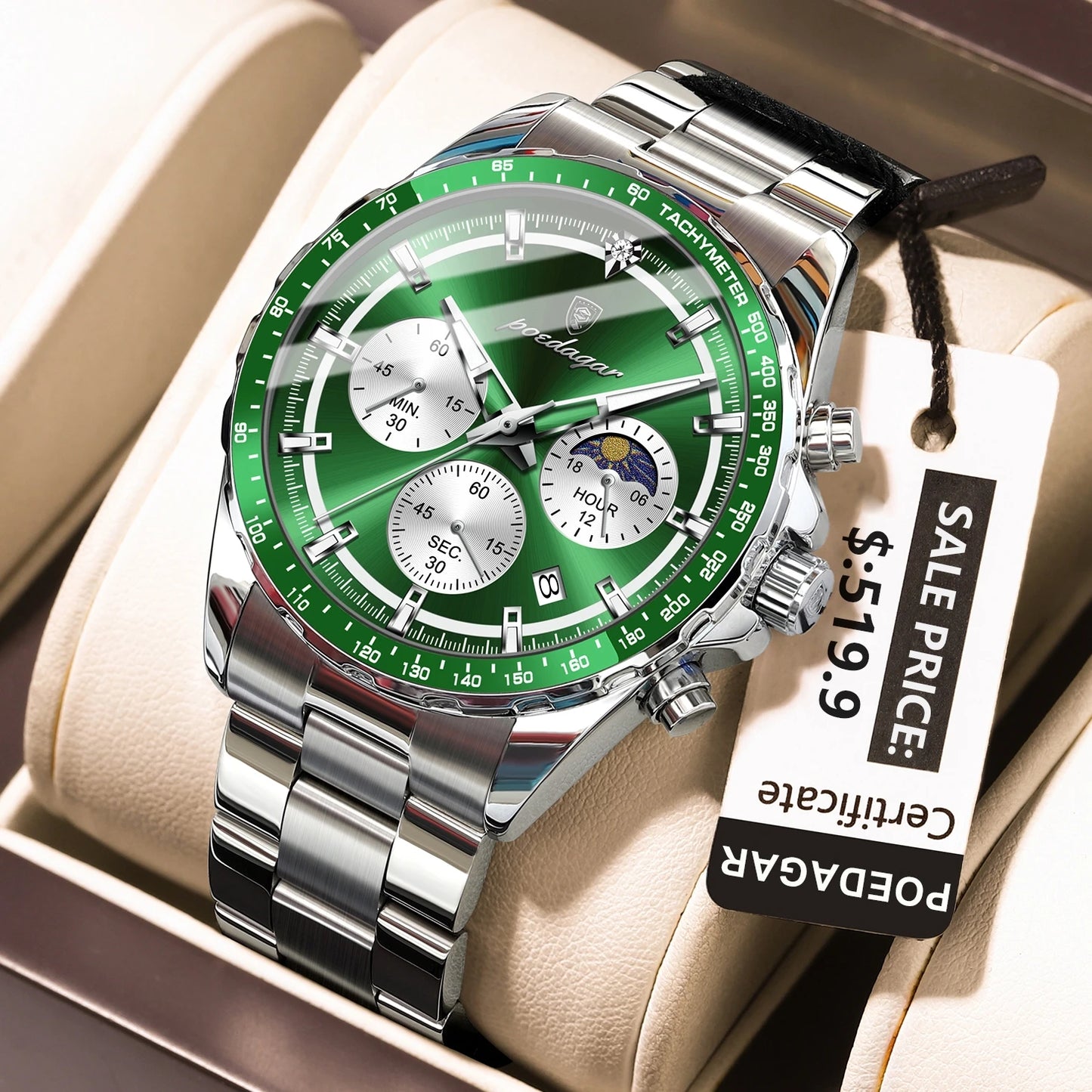 Original Men Clock Sports Waterproof Luminous Chronograph Date Watch For Man Stainless Steel Quartz Men's Watches