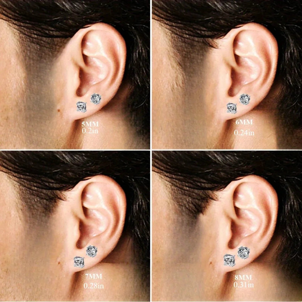 perfect 2Pairs Magnetic Earrings 316L Stainless Steel Stud for Men, Non-piercing CZ Hypoallergenic