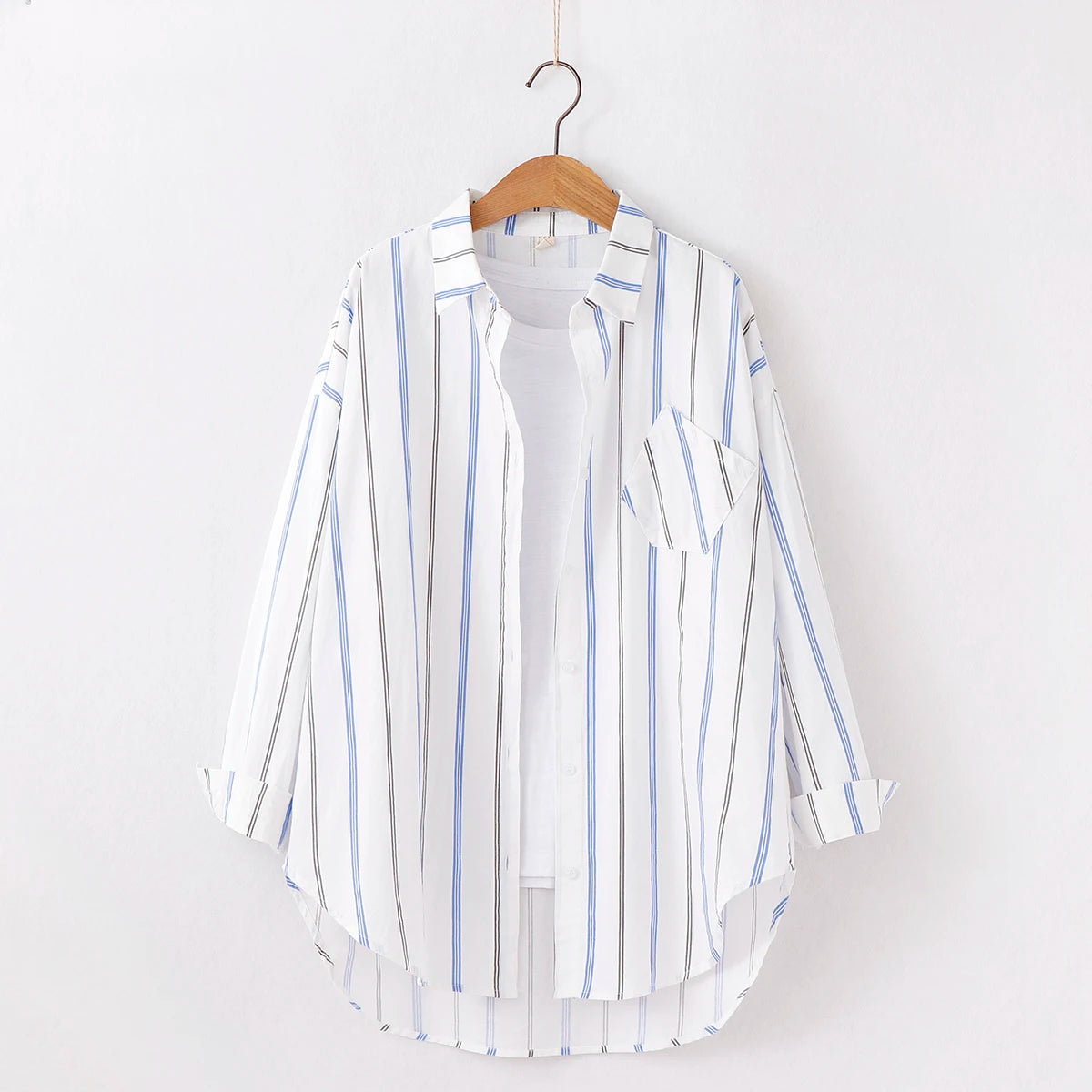 Loose Casual Striped Shirts New Ladies Sweet Simple Style Long Sleeve Print Female Blouse