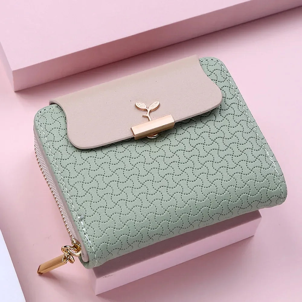 Ladies Wallets Leaf Hasp Clutch Brand Designed Mini Coin Purse