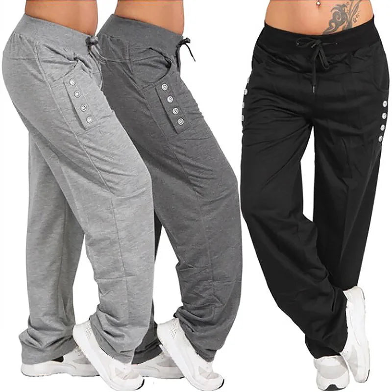 Casual Joggers Women's Hip Hop High Waist Baggy Sweatpants Running Jogging Sports Pants, Casual Streetwear