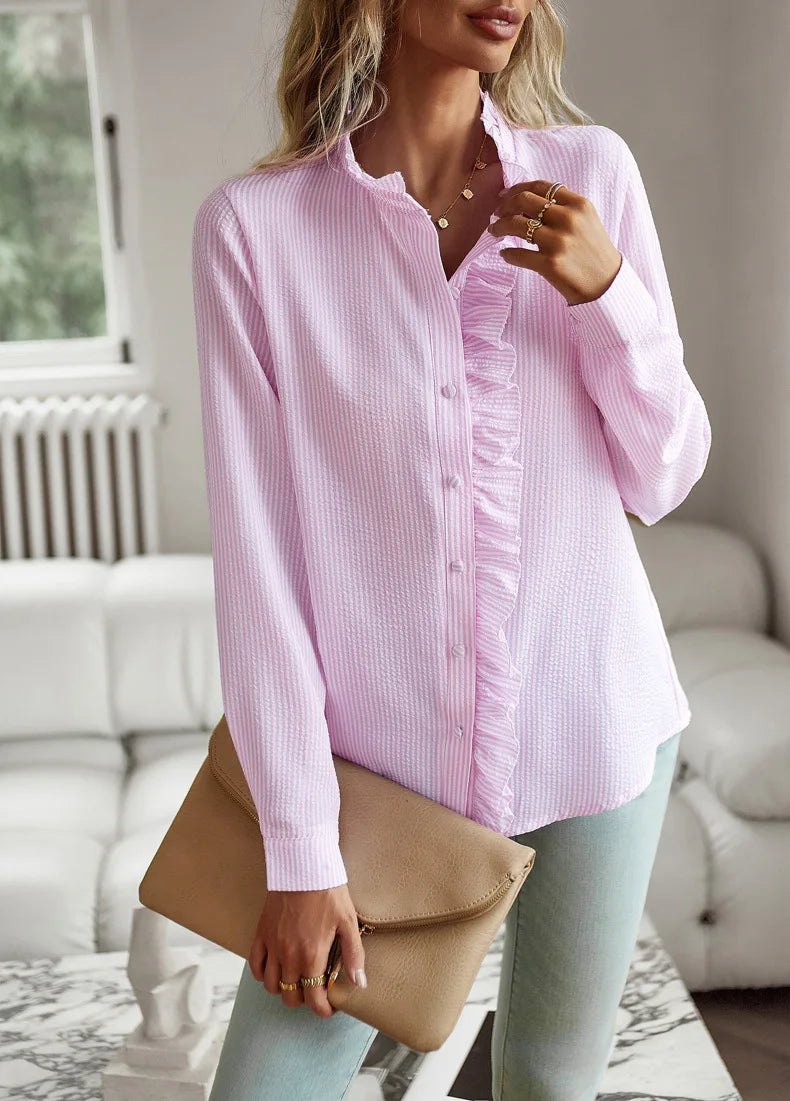 Women Elegant Office Shirt,Long Sleeve Top Causal Comfort Simple Shirt,Shirts & Blouses