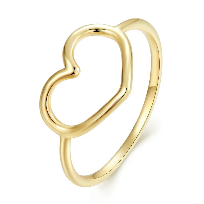 925 Sterling Silver Minimalist Heart Finger Rings for Women