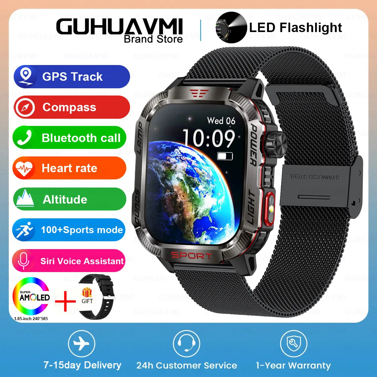 2024 New GPS Outdoor Professional Sports Smart Watch Men Women Heart Rate BT Call 3ATM Waterproof Swimming Fitness Smartwatches