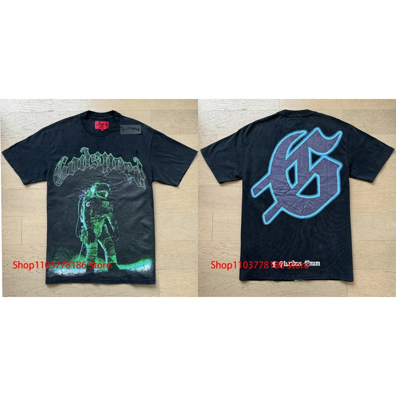 New GOD SPEED T-shirt Pop Fashion Print Streetwear Crewneck