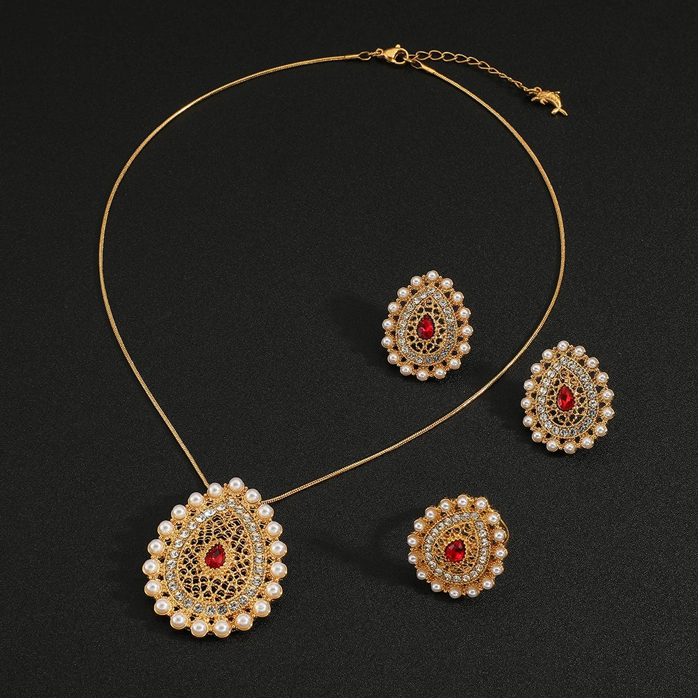 necklace earrings ring Stainless steel 3pcs jewelry set