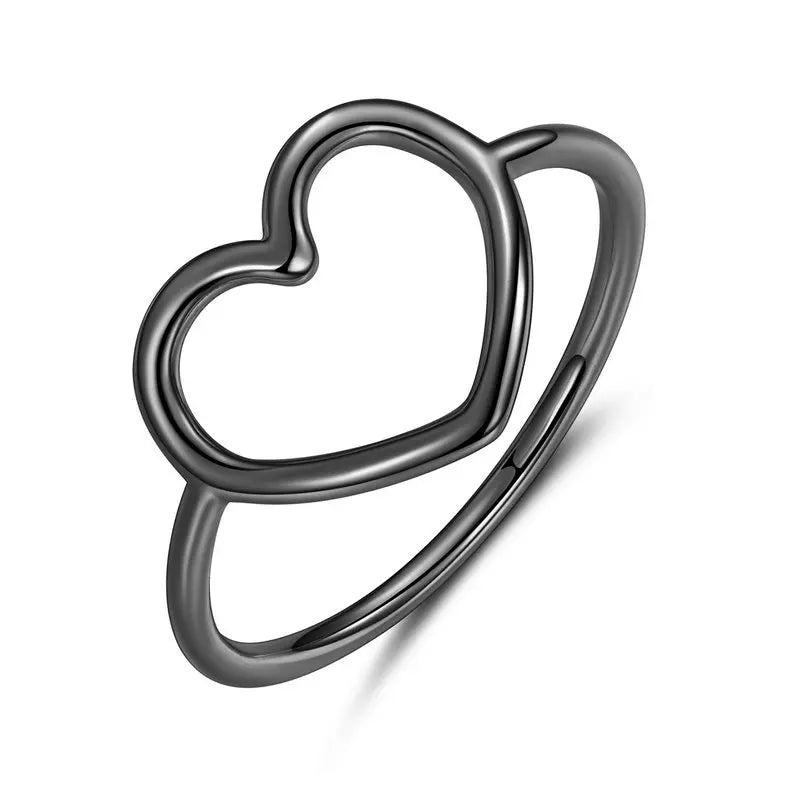 925 Sterling Silver Minimalist Heart Finger Rings for Women