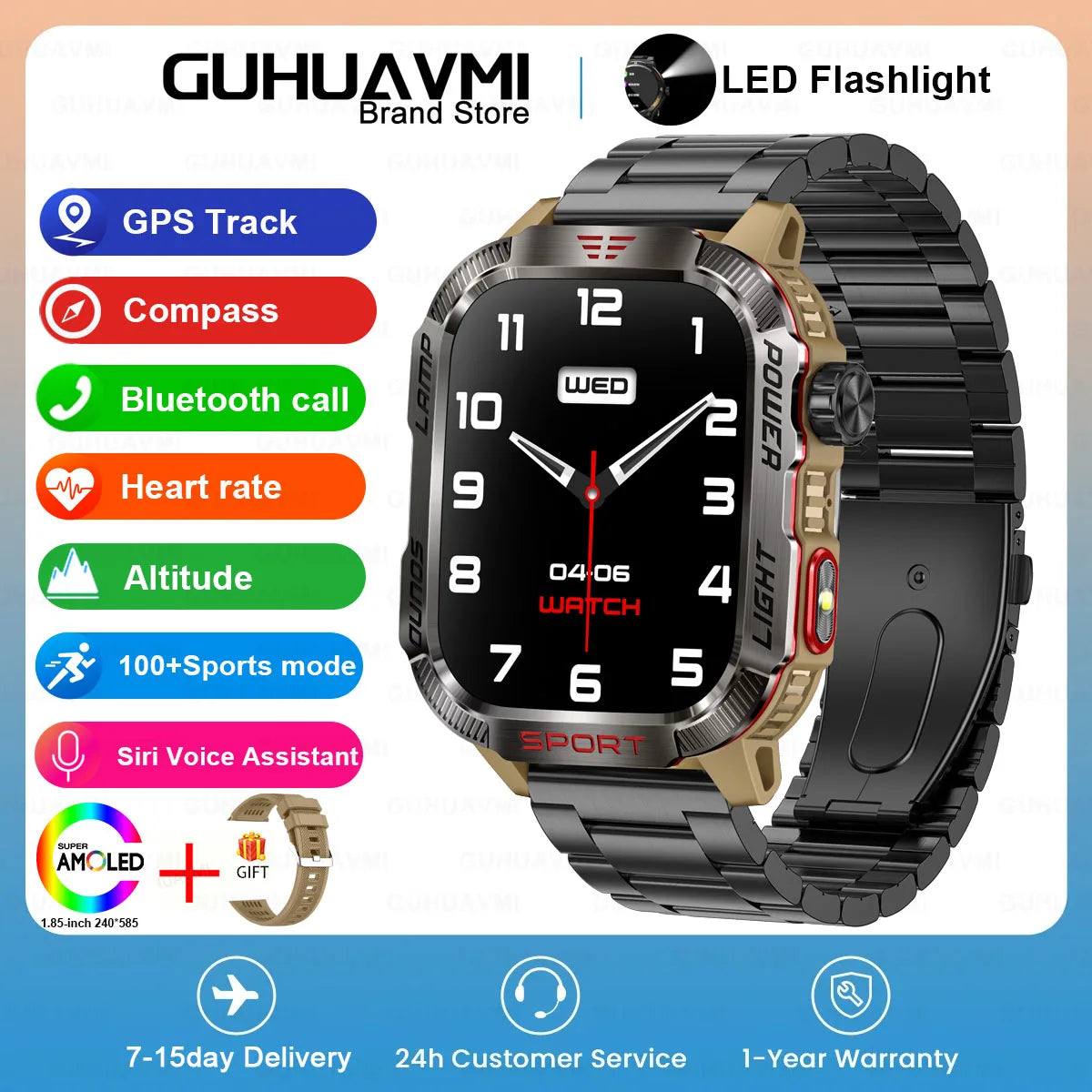 2024 New GPS Outdoor Professional Sports Smart Watch Men Women Heart Rate BT Call 3ATM Waterproof Swimming Fitness Smartwatches