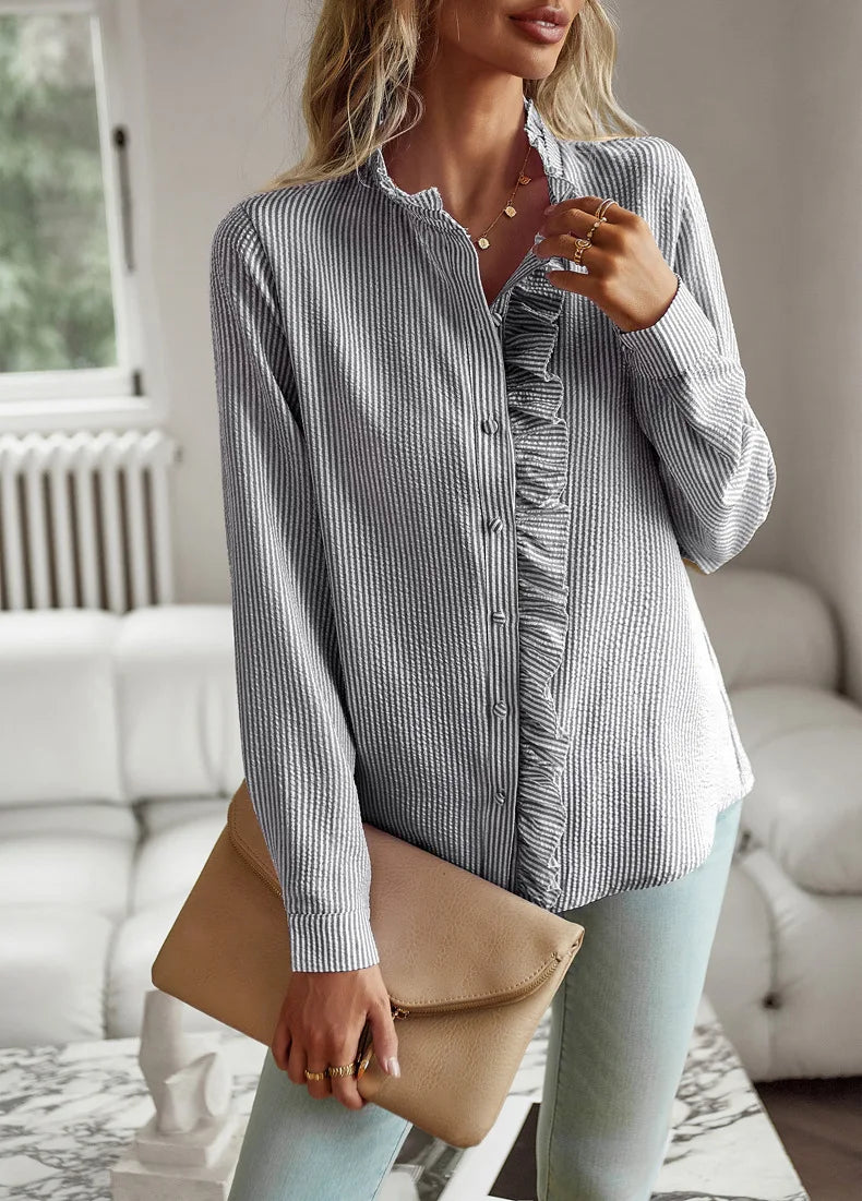 Women Elegant Office Shirt,Long Sleeve Top Causal Comfort Simple Shirt,Shirts & Blouses