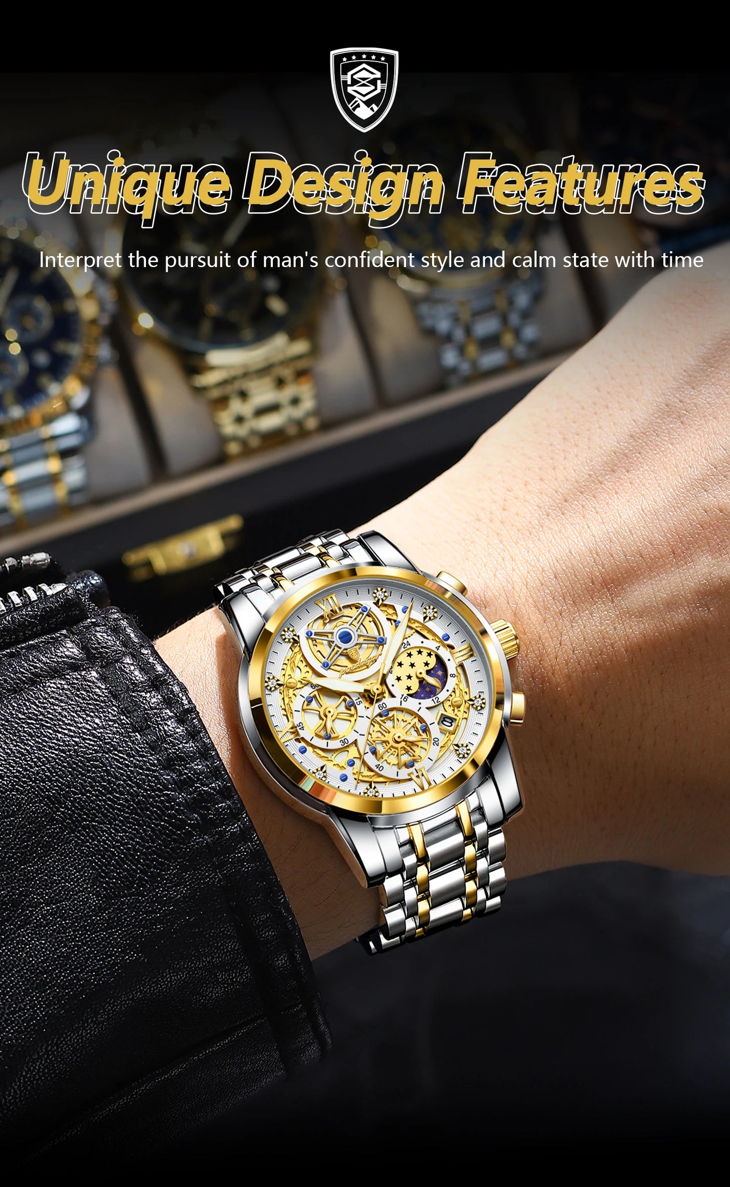 Fashion Men Watch Waterproof Luminous Date Man Wristwatch Stainless Steel Chronograph Quartz Men's Watches