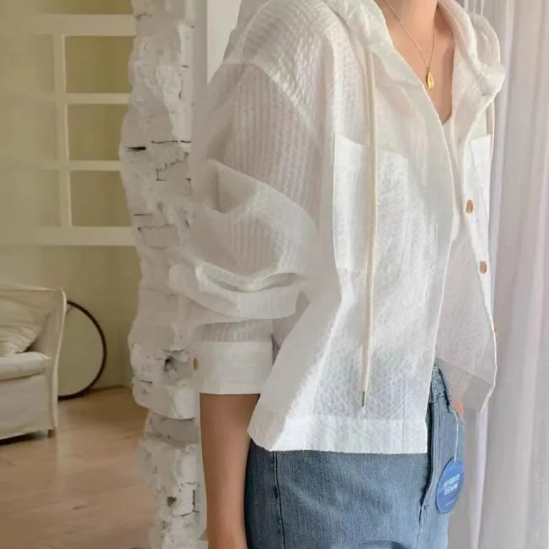 Women Shirt Summer Fashion Sunshade Long Sleeve Casual Top