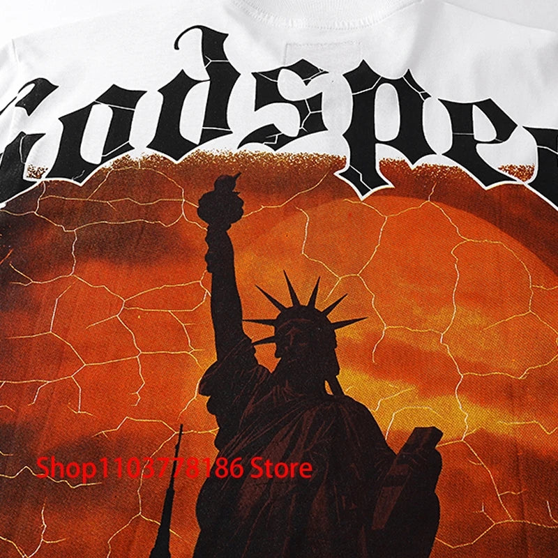 New GOD SPEED T-shirt Pop Fashion Print Streetwear Crewneck