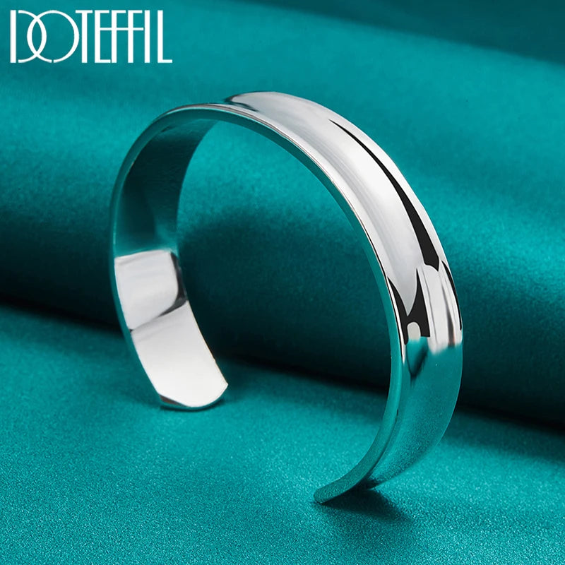 925 Sterling Silver 8mm1 2mm Smooth Bangle Bracelet Set For Women/men