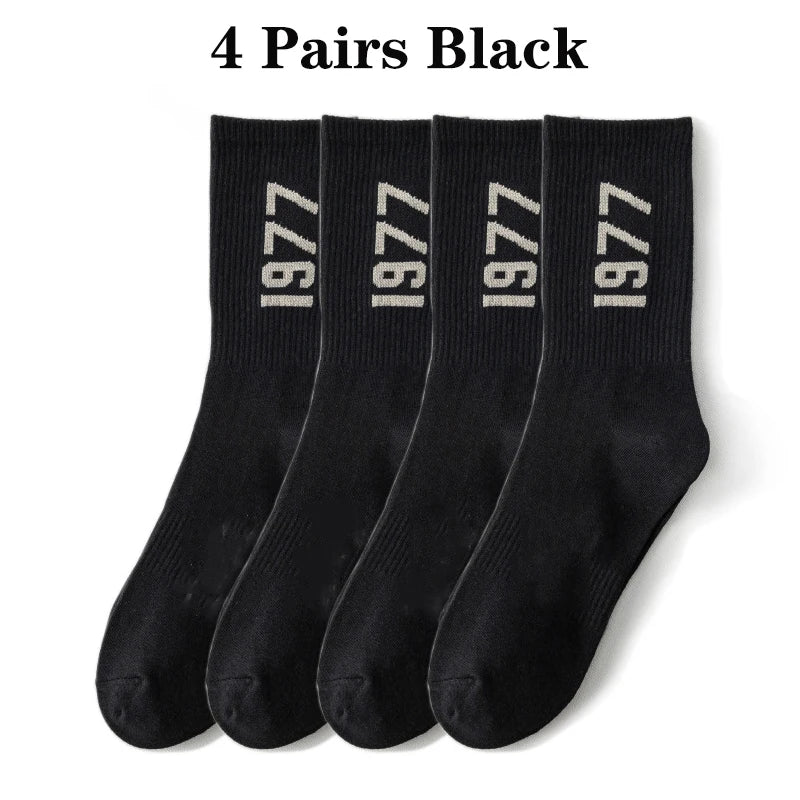 4 Pairs Hip Hop Socks Men & Women Cotton Skateboard Socks, Breathable Sports Luxury Socks 38-45