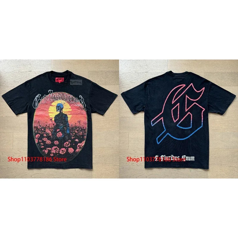 New GOD SPEED T-shirt Pop Fashion Print Streetwear Crewneck
