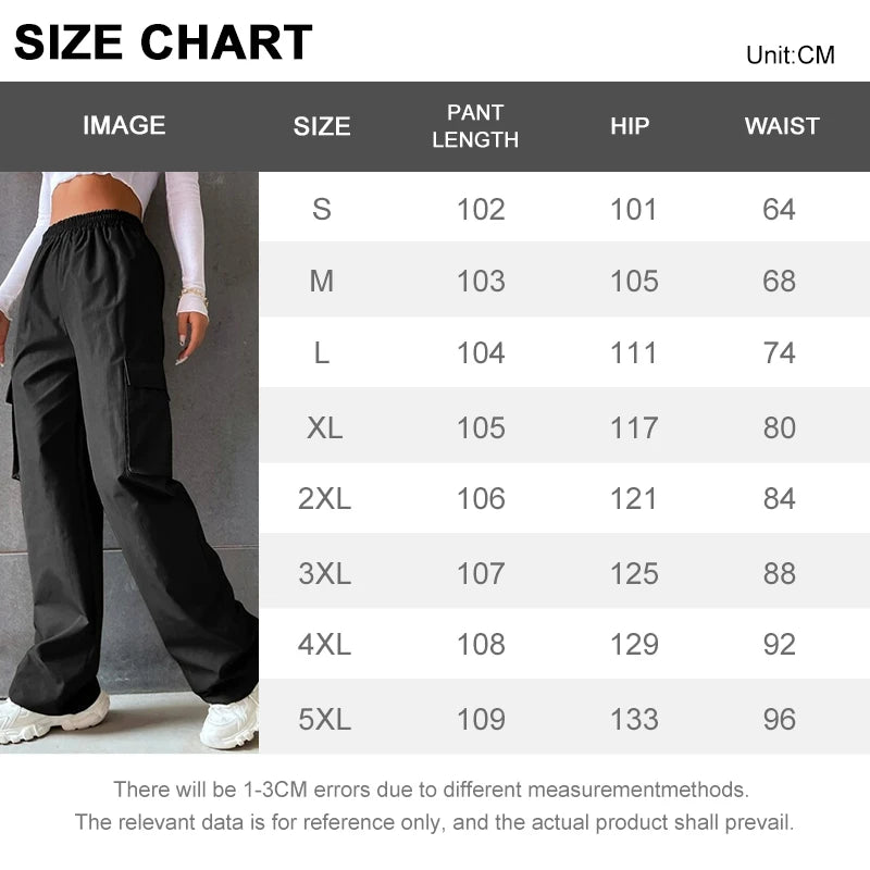 Vintage Streetwear Cargo Pants Fashion Women Solid Oversized Pocket High Waist Baggy Pant
