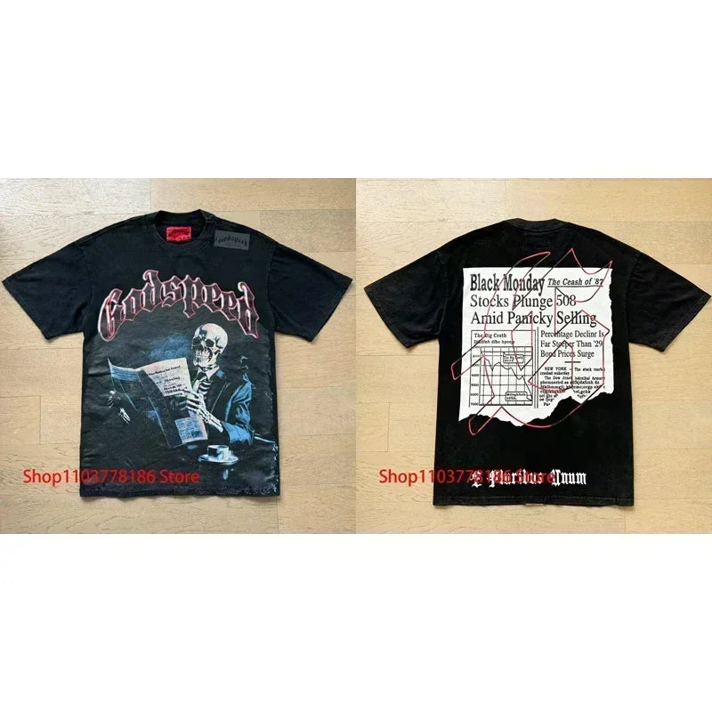 New GOD SPEED T-shirt Pop Fashion Print Streetwear Crewneck