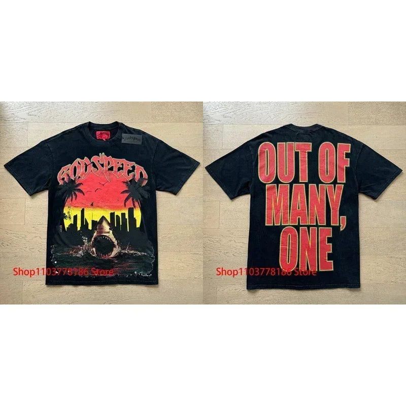 New GOD SPEED T-shirt Pop Fashion Print Streetwear Crewneck