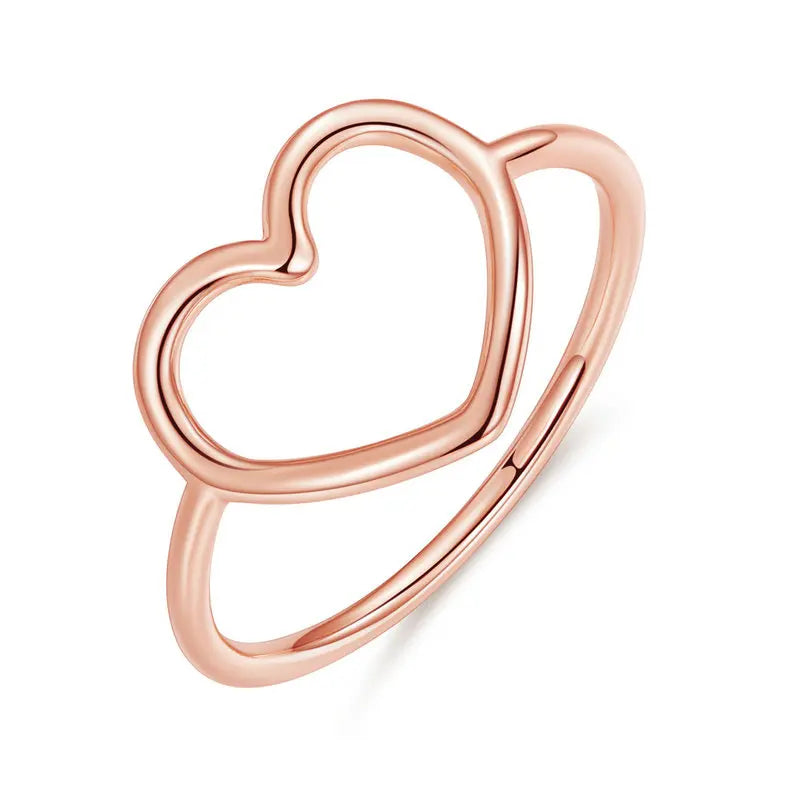 925 Sterling Silver Minimalist Heart Finger Rings for Women