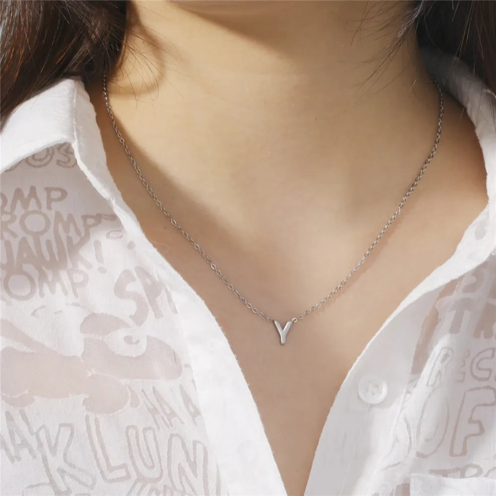 Minimalist Initial A-Z Letter Necklace for Women