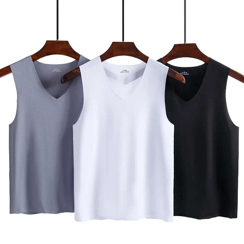 Summer Plus Size Men Clothing Tank Tops Sleeveless bottoming Fitness Men Vest, breathable sports undershirt