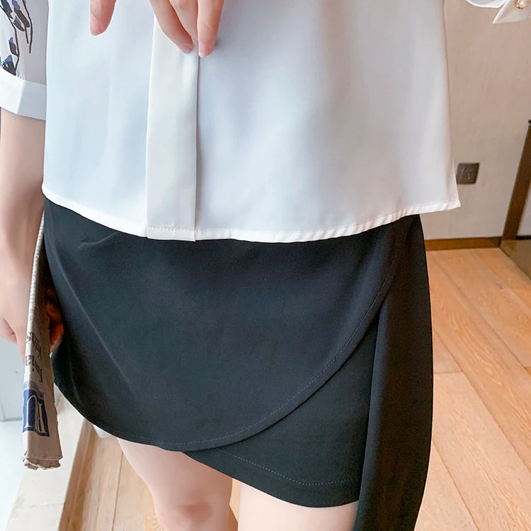 Professional Print Women Blouses Work Casual Top Chiffon Blouse Elegant Simple Loose Shirt