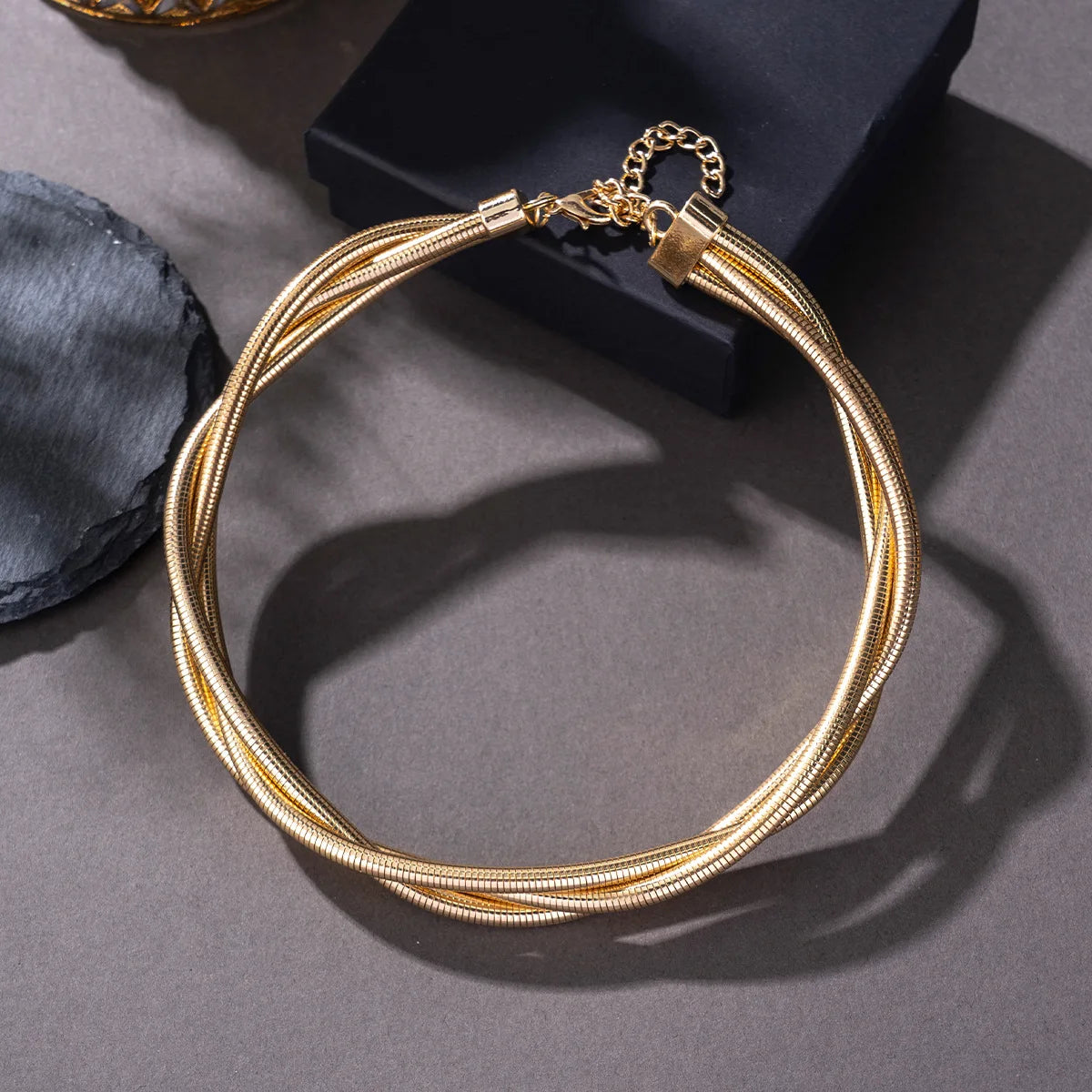 New Punk Style Gold Color Multi-layer Wrap Necklace for Women