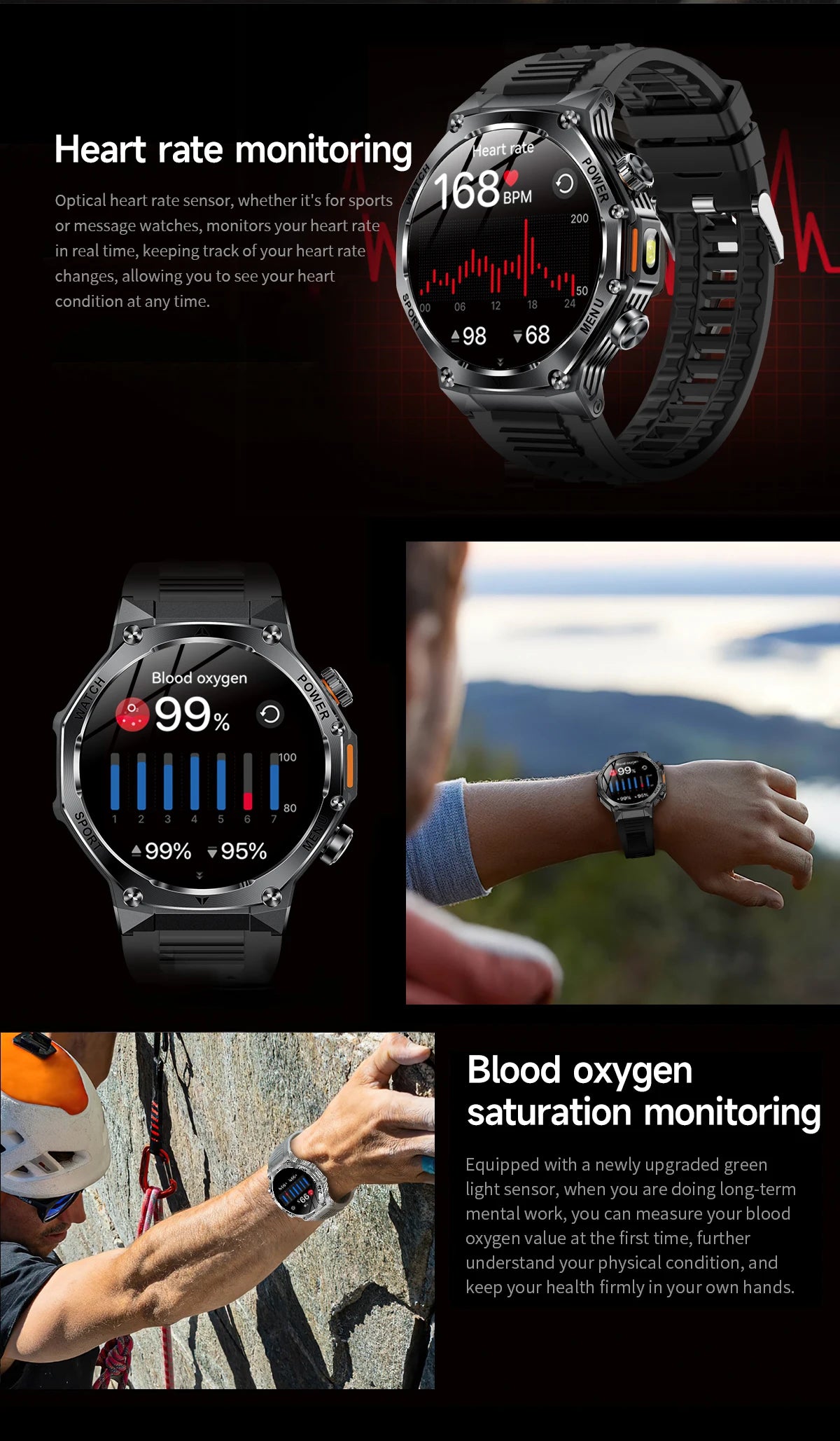 Smart Watch Men 800mAh Ultra Long Battery Life Waterproof Outdoor Sport Watches Bluetooth Call Military Smartwatch 2025