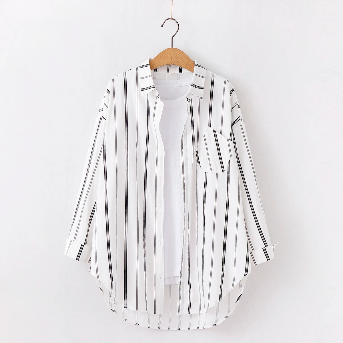Loose Casual Striped Shirts New Ladies Sweet Simple Style Long Sleeve Print Female Blouse